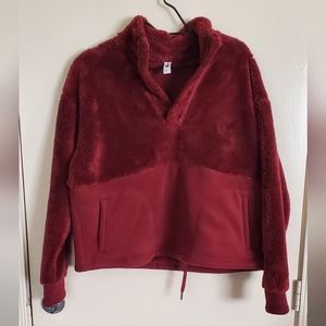In Motion Women's Crop Fleece Sweatshirt Maroon Medium